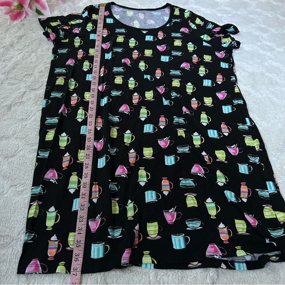 Avenue Body - Black Coffee Lovers Cotton Blend Nightgown Lounge Dress - 22/24 - Picture 3 of 9